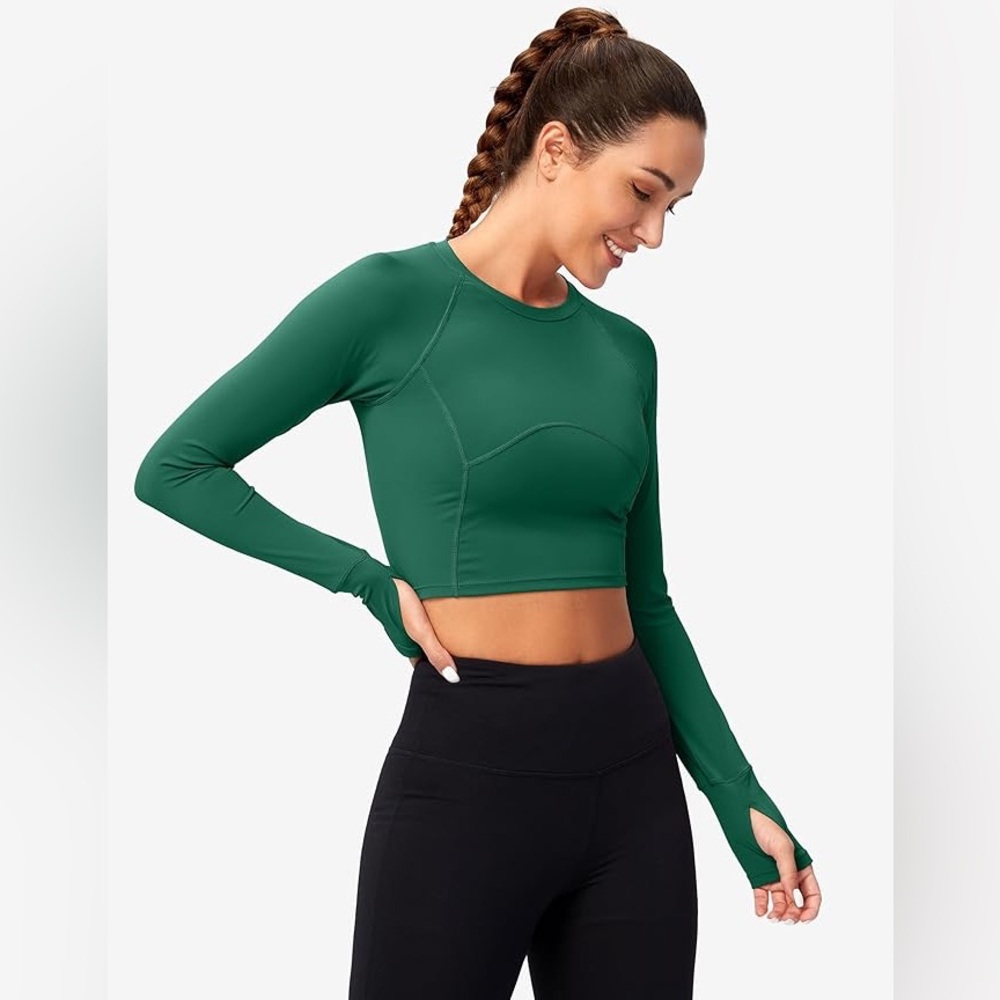 SANTINTY Long Sleeve Workout Crop Top